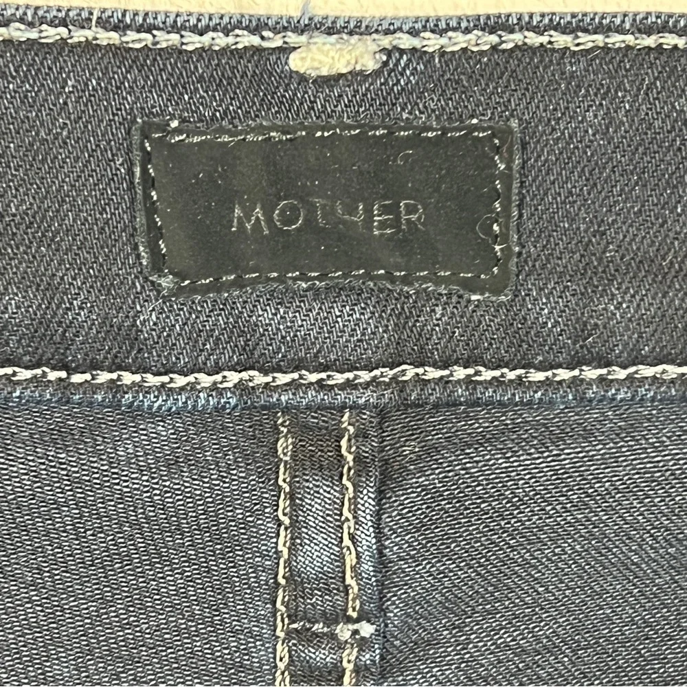 MOTHER The Stunner Zip Two Step Fray Dark Wash High Rise Jeans in Last Call